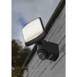 Applique Murale D'Exterieur Lutec Sunshine Led Anthracite, 1 Lumiere, Detecteur De Mouvement