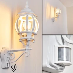 Applique Murale D'Exterieur Lentua Blanc, 1 Lumiere, Detecteur De Mouvement