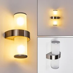 Applique Murale D'Exterieur Parawa Acier Inoxydable, 2 Lumieres