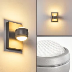 Applique Murale D'Exterieur Arsego Led Gris, 2 Lumieres