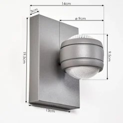 Applique Murale D'Exterieur Arsego Led Gris, 2 Lumieres