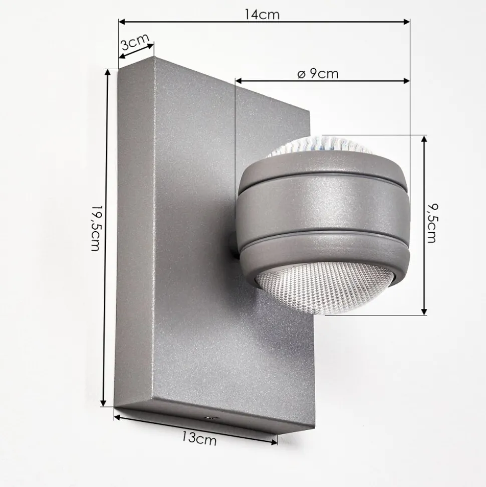 Applique Murale D'Exterieur Arsego Led Gris, 2 Lumieres