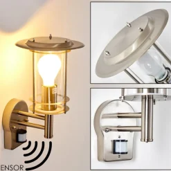 Applique Murale D'Exterieur Mulo Acier Inoxydable, 1 Lumiere, Detecteur De Mouvement