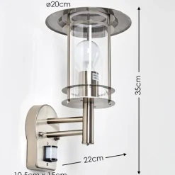 Applique Murale D'Exterieur Mulo Acier Inoxydable, 1 Lumiere, Detecteur De Mouvement