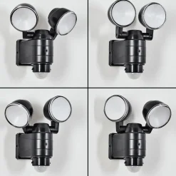 Applique Murale D'Exterieur Anyarhwi Led Noir, 2 Lumieres, Detecteur De Mouvement