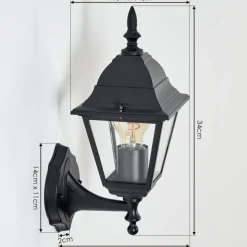 Applique Murale D'Exterieur Naofe Noir, 1 Lumiere