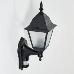 Applique Murale D'Exterieur Naofe Noir, 1 Lumiere, Detecteur De Mouvement