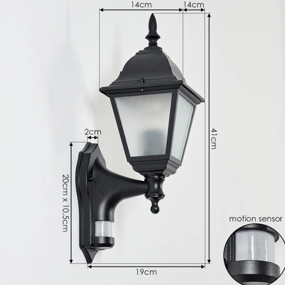 Applique Murale D'Exterieur Naofe Noir, 1 Lumiere, Detecteur De Mouvement