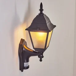 Applique Murale D'Exterieur Naofe Noir, 1 Lumiere, Detecteur De Mouvement