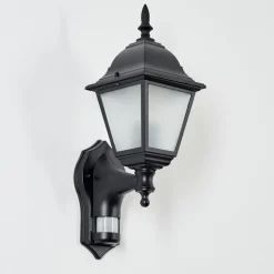 Applique Murale D'Exterieur Naofe Noir, 1 Lumiere, Detecteur De Mouvement