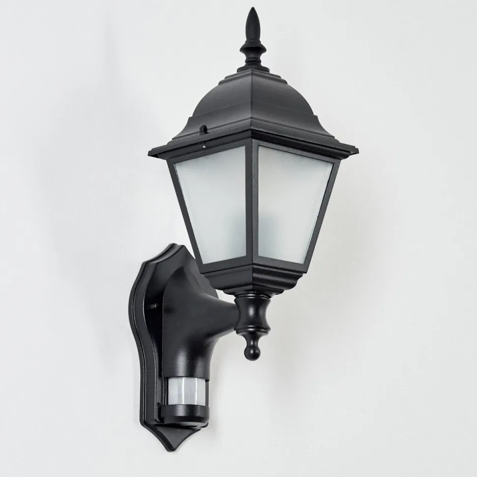 Applique Murale D'Exterieur Naofe Noir, 1 Lumiere, Detecteur De Mouvement