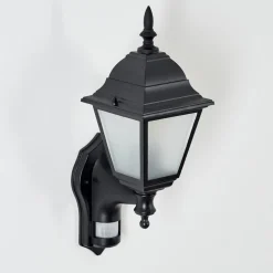 Applique Murale D'Exterieur Naofe Noir, 1 Lumiere, Detecteur De Mouvement