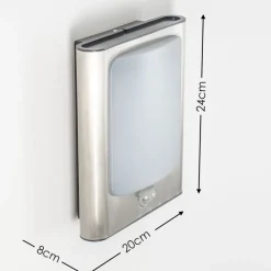 Applique Murale D'Exterieur Kimola Led Nickel Mat, 1 Lumiere, Detecteur De Mouvement
