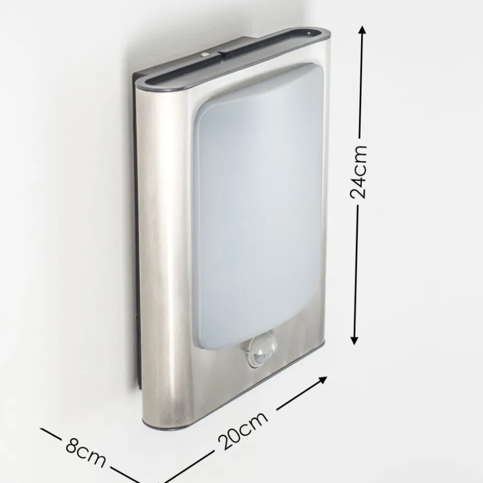 Applique Murale D'Exterieur Kimola Led Nickel Mat, 1 Lumiere, Detecteur De Mouvement