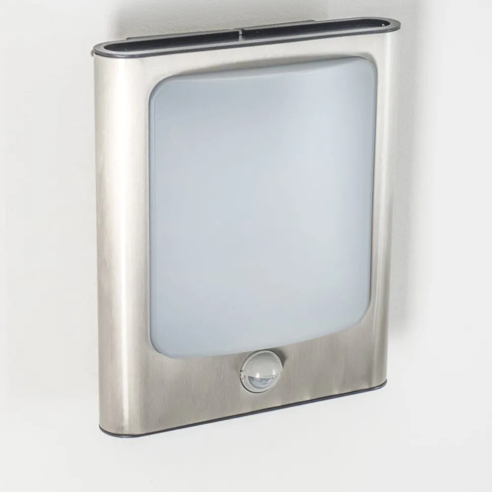 Applique Murale D'Exterieur Kimola Led Nickel Mat, 1 Lumiere, Detecteur De Mouvement