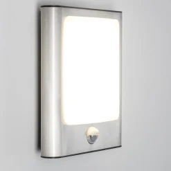 Applique Murale D'Exterieur Kimola Led Nickel Mat, 1 Lumiere, Detecteur De Mouvement