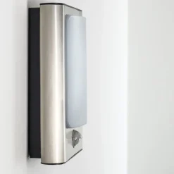 Applique Murale D'Exterieur Kimola Led Nickel Mat, 1 Lumiere, Detecteur De Mouvement