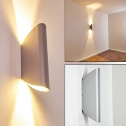 Applique Murale D'Exterieur Gatunga Led Argente, 2 Lumieres