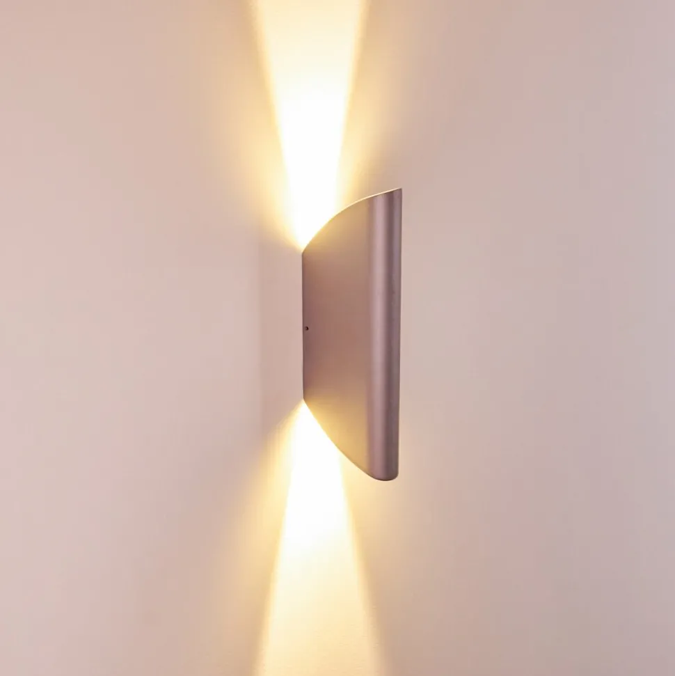 Applique Murale D'Exterieur Gatunga Led Argente, 2 Lumieres