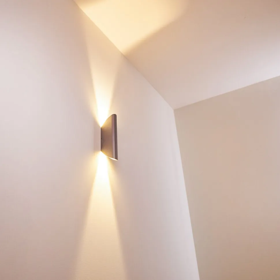 Applique Murale D'Exterieur Gatunga Led Argente, 2 Lumieres