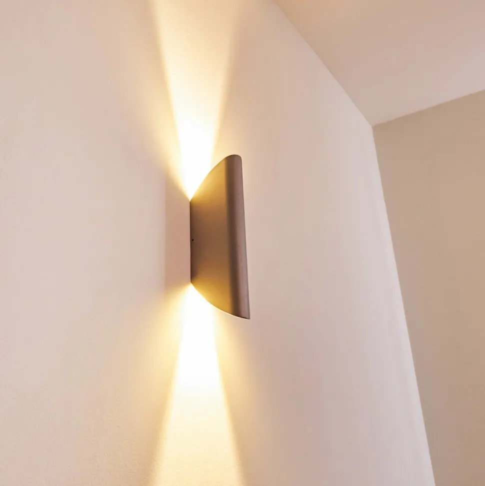 Applique Murale D'Exterieur Gatunga Led Argente, 2 Lumieres