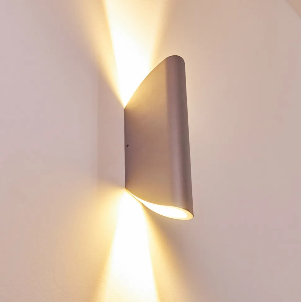 Applique Murale D'Exterieur Gatunga Led Argente, 2 Lumieres