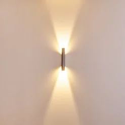 Applique Murale D'Exterieur Gatunga Led Argente, 2 Lumieres