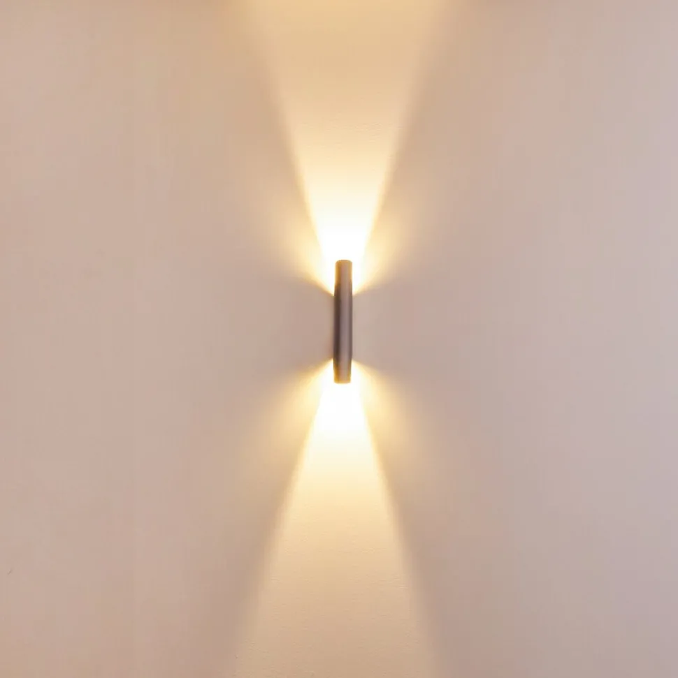 Applique Murale D'Exterieur Gatunga Led Argente, 2 Lumieres