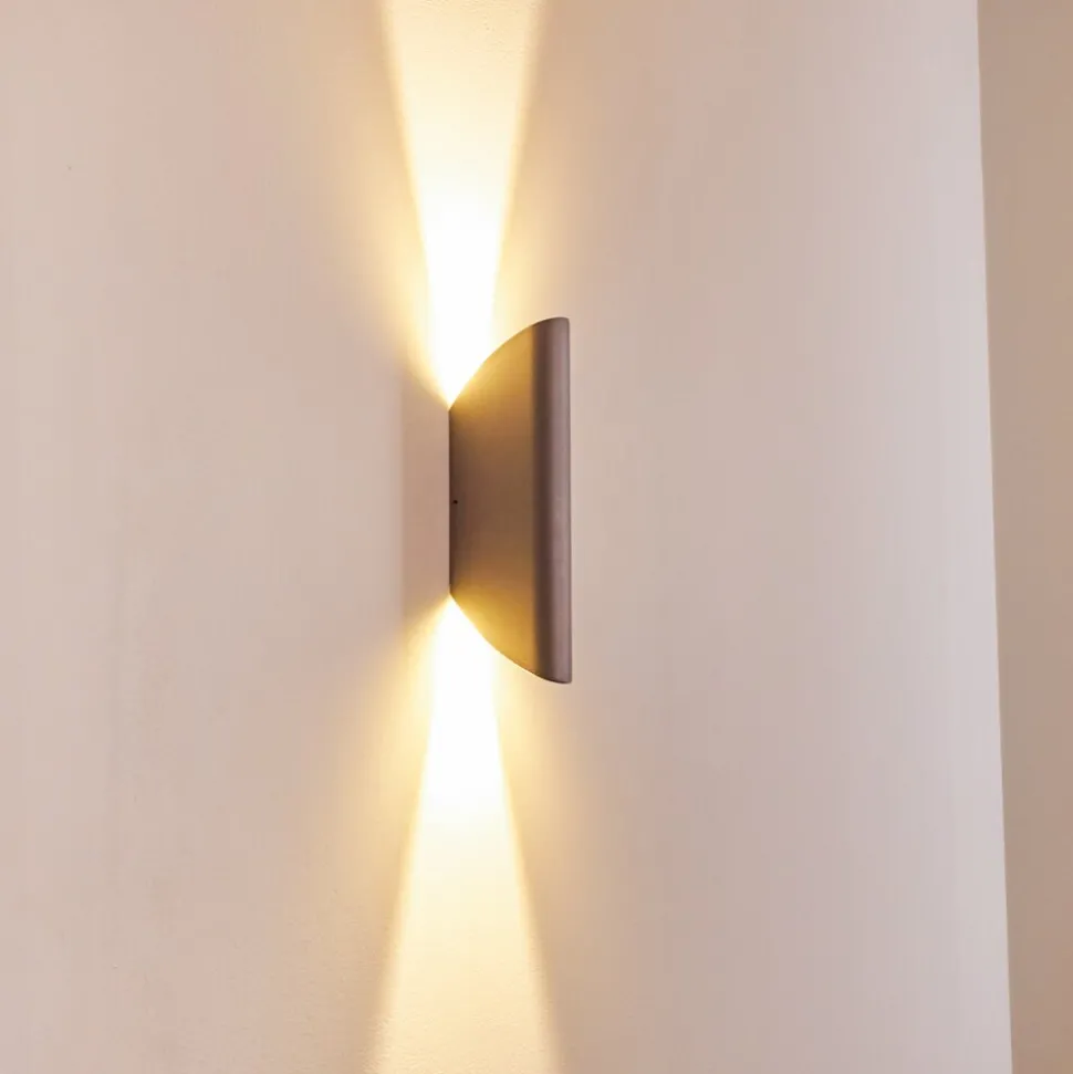 Applique Murale D'Exterieur Gatunga Led Argente, 2 Lumieres