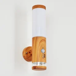 Applique Murale D'Exterieur Tenvik Led Brun, Couleur Bois, 2 Lumieres, Detecteur De Mouvement