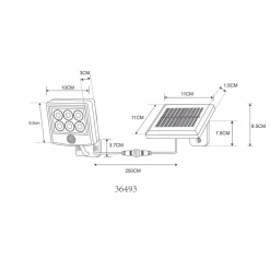 Applique Murale D'Exterieur Globo Solar Led Noir, Argente, 6 Lumieres, Detecteur De Mouvement