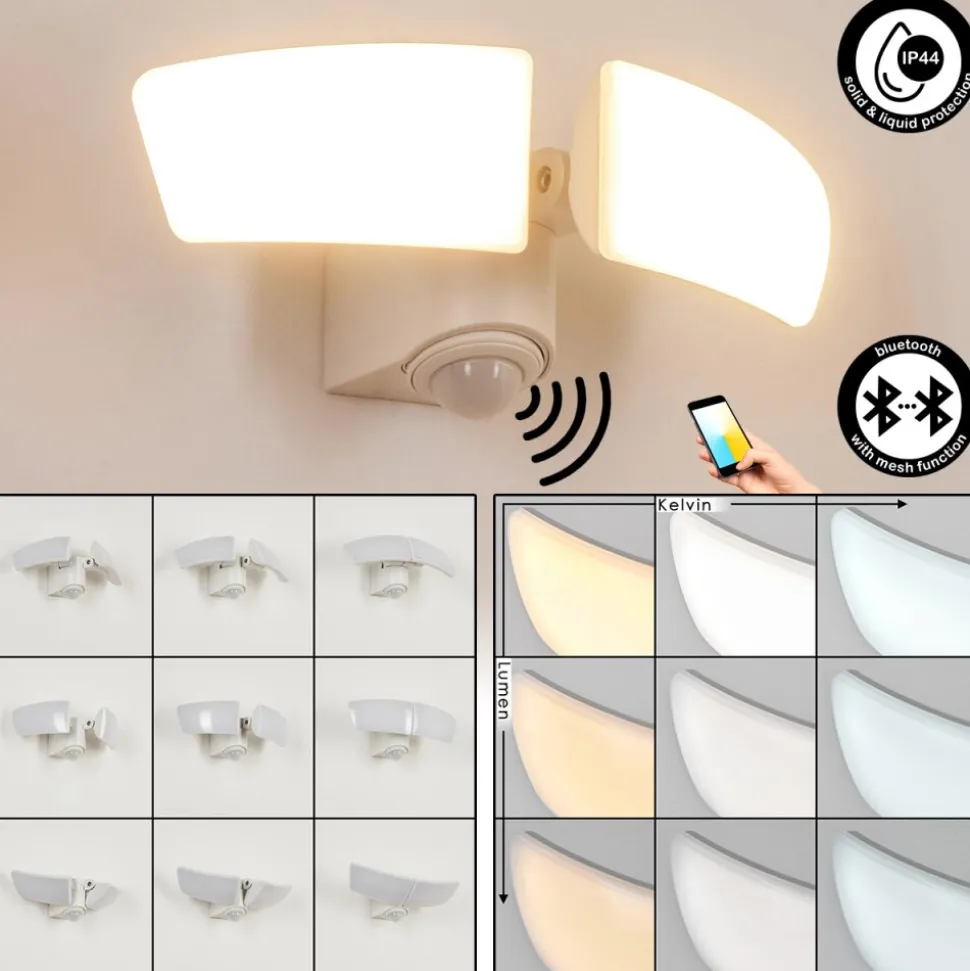 Applique Murale D'Exterieurcarnetin Led Blanc, 2 Lumieres, Detecteur De Mouvement