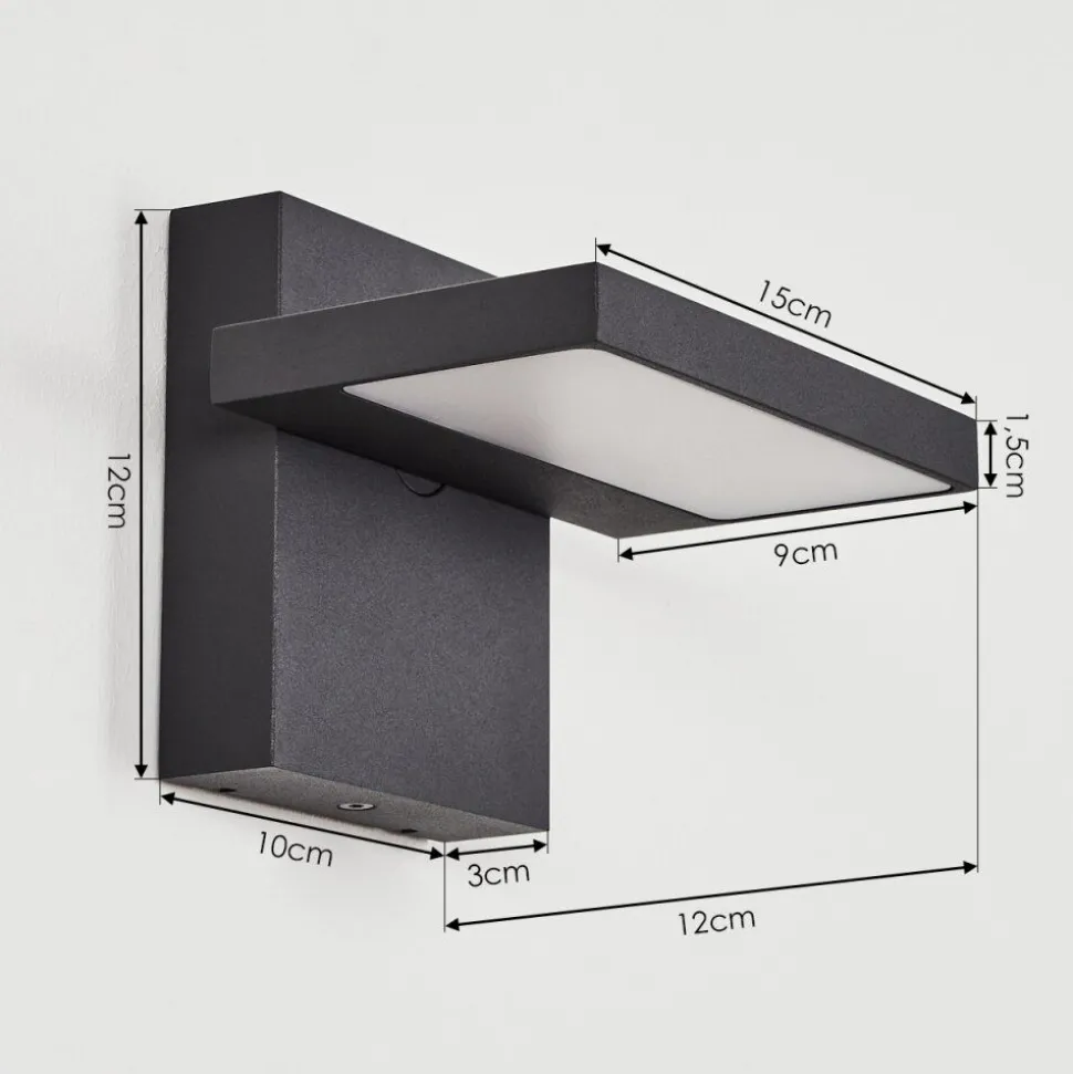 Applique Murale D'Exterieur Lyckan Led Noir, 1 Lumiere