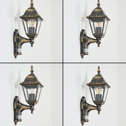 Applique Murale D'Exterieur Naofe Brun, Or, 1 Lumiere, Detecteur De Mouvement