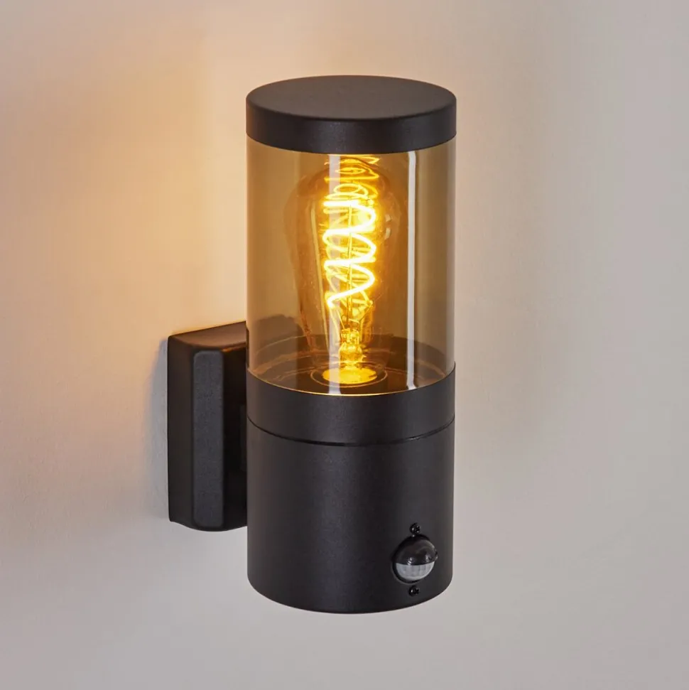 Applique Murale D'Exterieur Tolsona Noir, 1 Lumiere, Detecteur De Mouvement