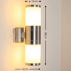 Applique Murale D'Exterieur Tolsona Acier Inoxydable, 2 Lumieres
