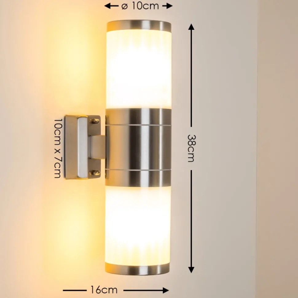 Applique Murale D'Exterieur Tolsona Acier Inoxydable, 2 Lumieres