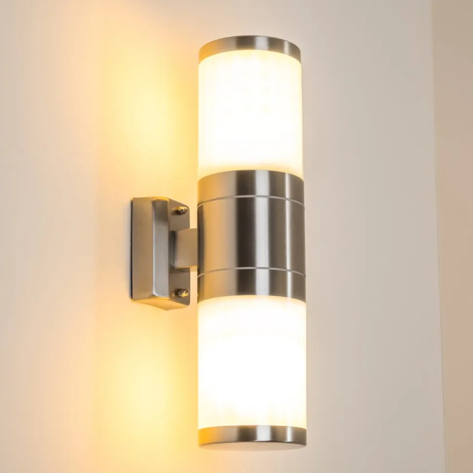 Applique Murale D'Exterieur Tolsona Acier Inoxydable, 2 Lumieres