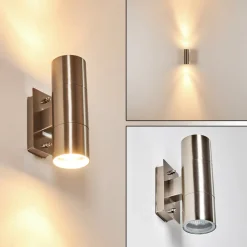Applique Murale D'Exterieur Malaga Acier Inoxydable, 2 Lumieres