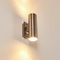 Applique Murale D'Exterieur Malaga Acier Inoxydable, 2 Lumieres