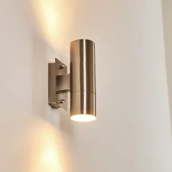 Applique Murale D'Exterieur Malaga Acier Inoxydable, 2 Lumieres