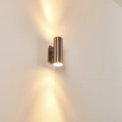 Applique Murale D'Exterieur Malaga Acier Inoxydable, 2 Lumieres