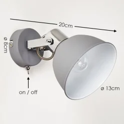 Applique Murale Dompierre Gris, Blanc, 1 Lumiere