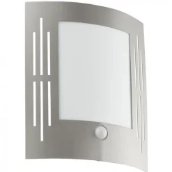 Applique Murale Eglo City Acier Inoxydable, Detecteur De Mouvement