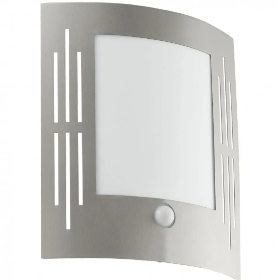 Applique Murale Eglo City Acier Inoxydable, Detecteur De Mouvement