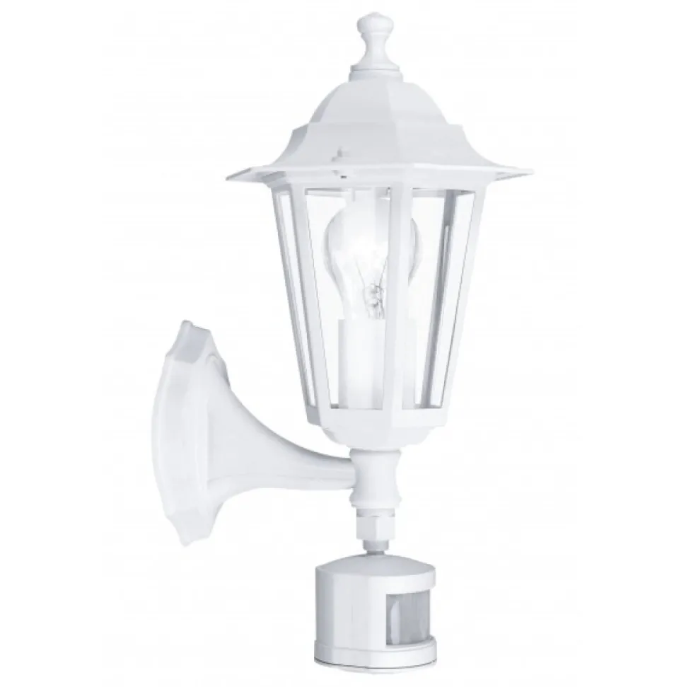 Applique Murale Eglo Laterna 5 Blanc, 1 Lumiere, Detecteur De Mouvement
