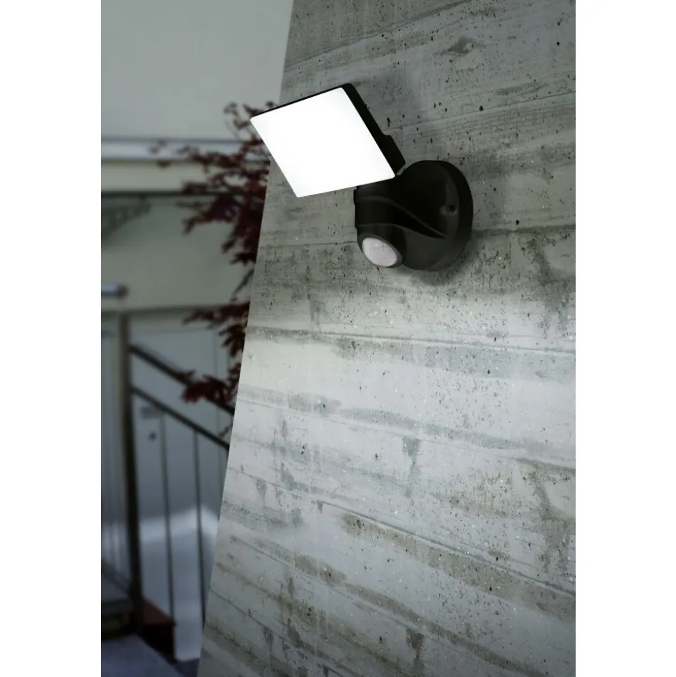 Applique Murale Eglo Pagino Led Noir, 1 Lumiere, Detecteur De Mouvement
