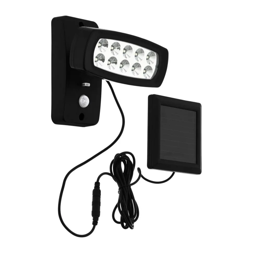 Applique Murale Eglo Palizzi Led Noir, 1 Lumiere, Detecteur De Mouvement