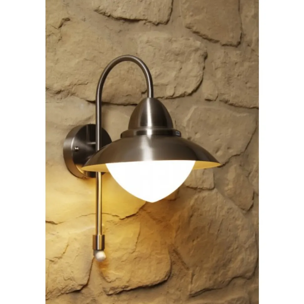 Applique Murale Eglo Sidney Acier Inoxydable, Detecteur De Mouvement