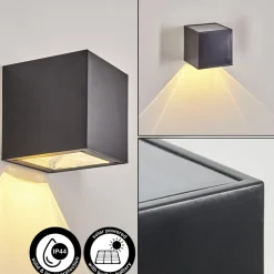 Applique Murale Exterieure Solaire Lapeer Led Noir, 1 Lumiere